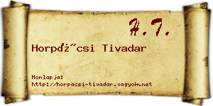 Horpácsi Tivadar névjegykártya
